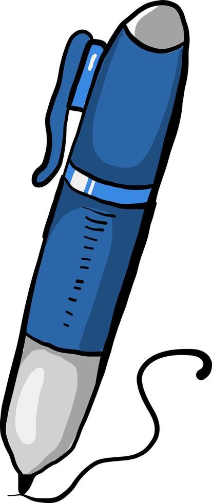 blå fett penna, illustration, vektor på vit bakgrund