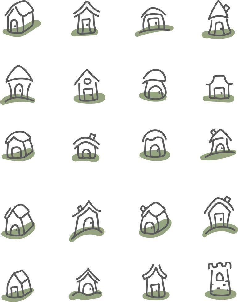 Arten von Häusern, Illustration, Vektor, auf weißem Hintergrund. vektor