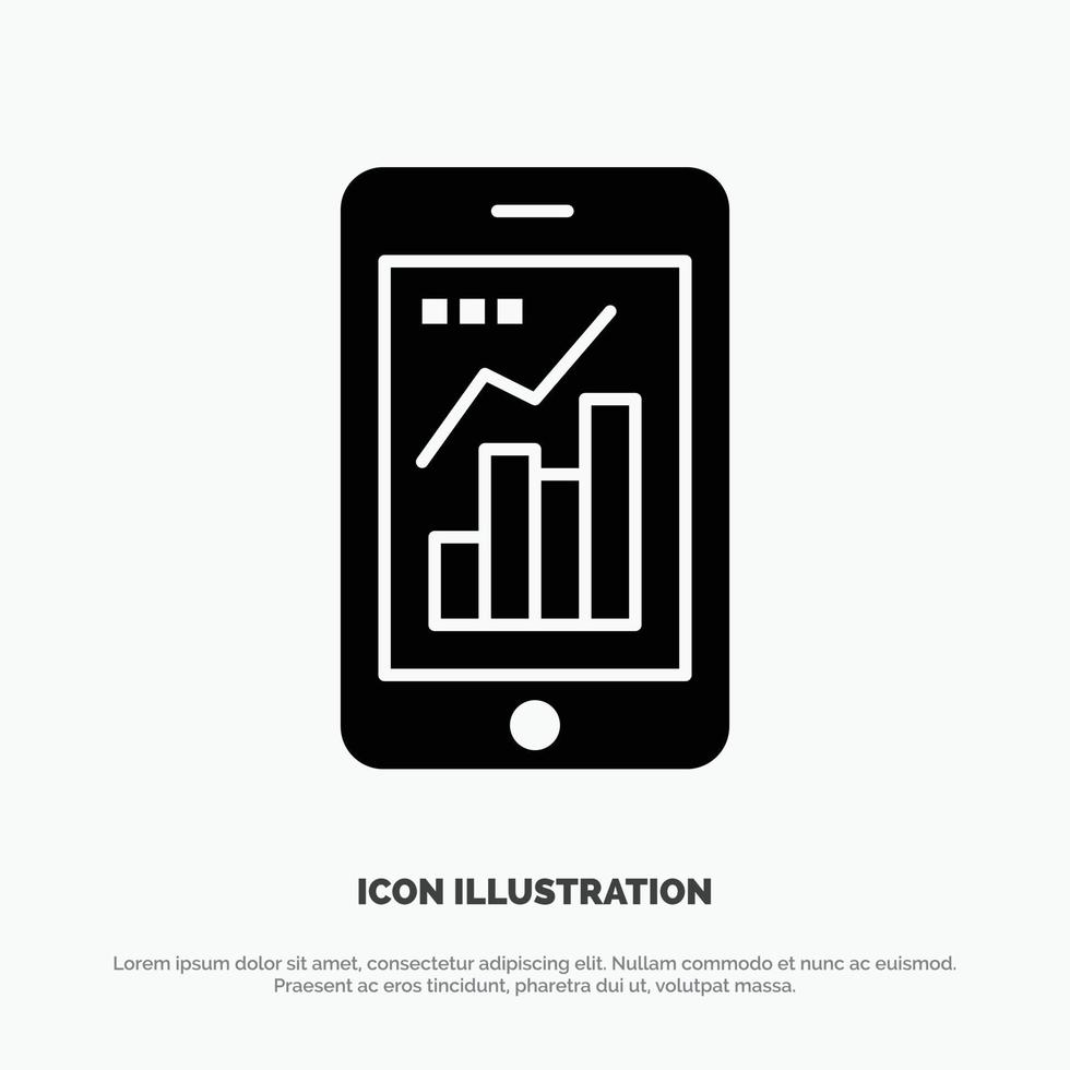 Grafik Analytik Infografik Mobil Mobilgrafik solider Glyphen-Symbolvektor vektor