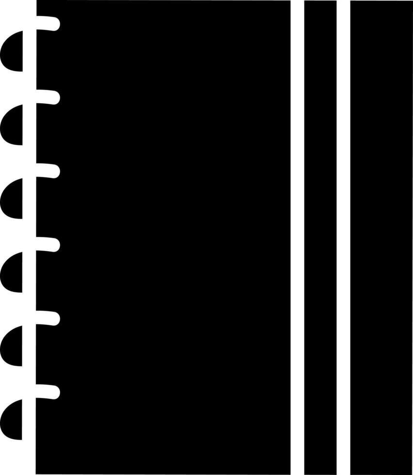 schwarzes Spiralnotizbuch, Illustration, Vektor auf weißem Hintergrund.
