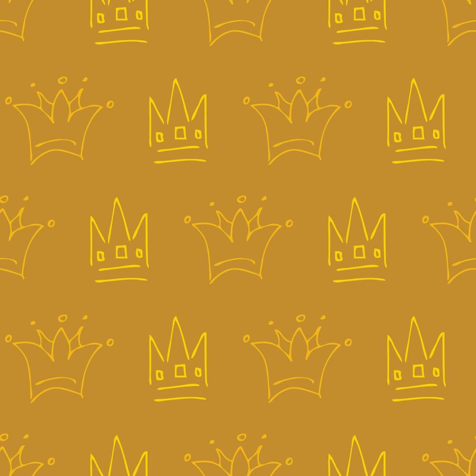 handgezeichnete Kronen. nahtloses muster einfacher graffiti-skizzenkönigin oder königskronen. Königliche Kaiserkrönung und Monarchsymbole vektor