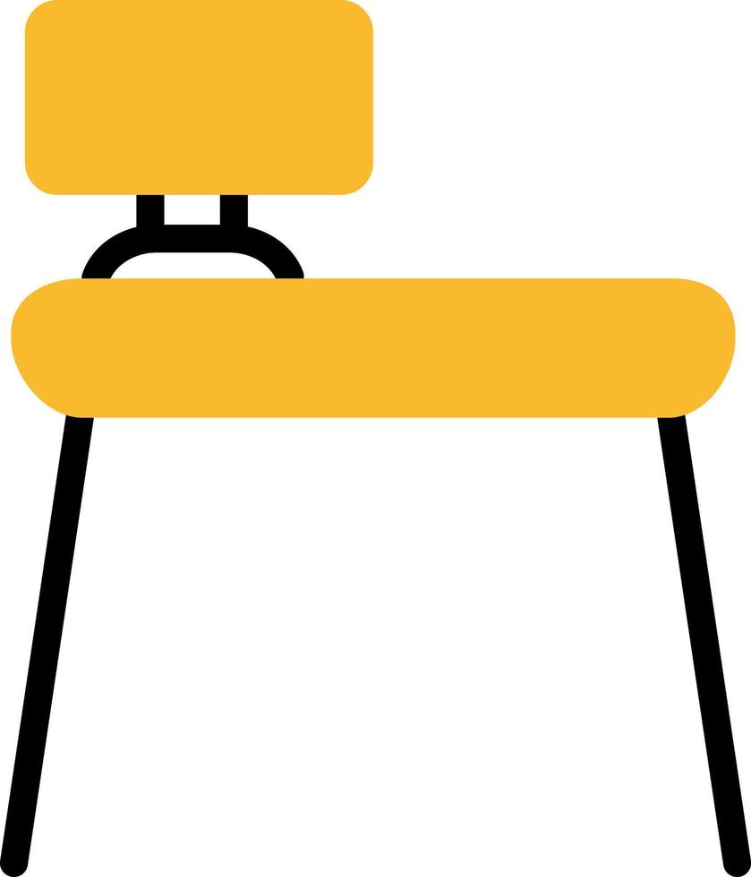 Gelber Schreibtisch, Illustration, Vektor auf weißem Hintergrund.