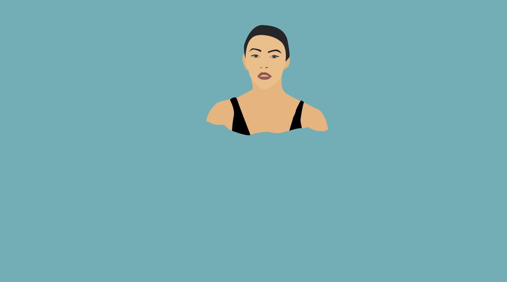 Mädchen im Wasser, Illustration, Vektor auf weißem Hintergrund.