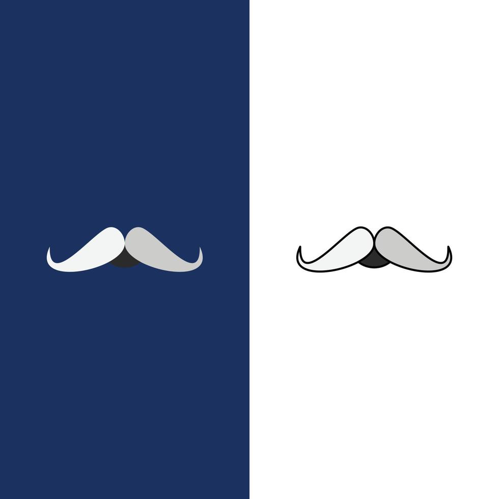 Schnurrbart Hipster Movember Männer flache Farbe Symbolvektor vektor