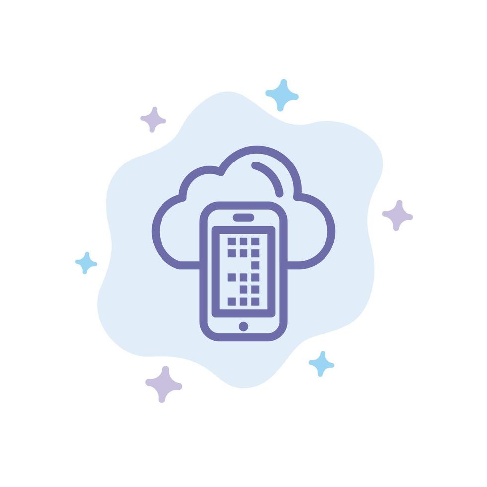 Cloud-Computing-mobile Zelle blaues Symbol auf abstraktem Wolkenhintergrund vektor