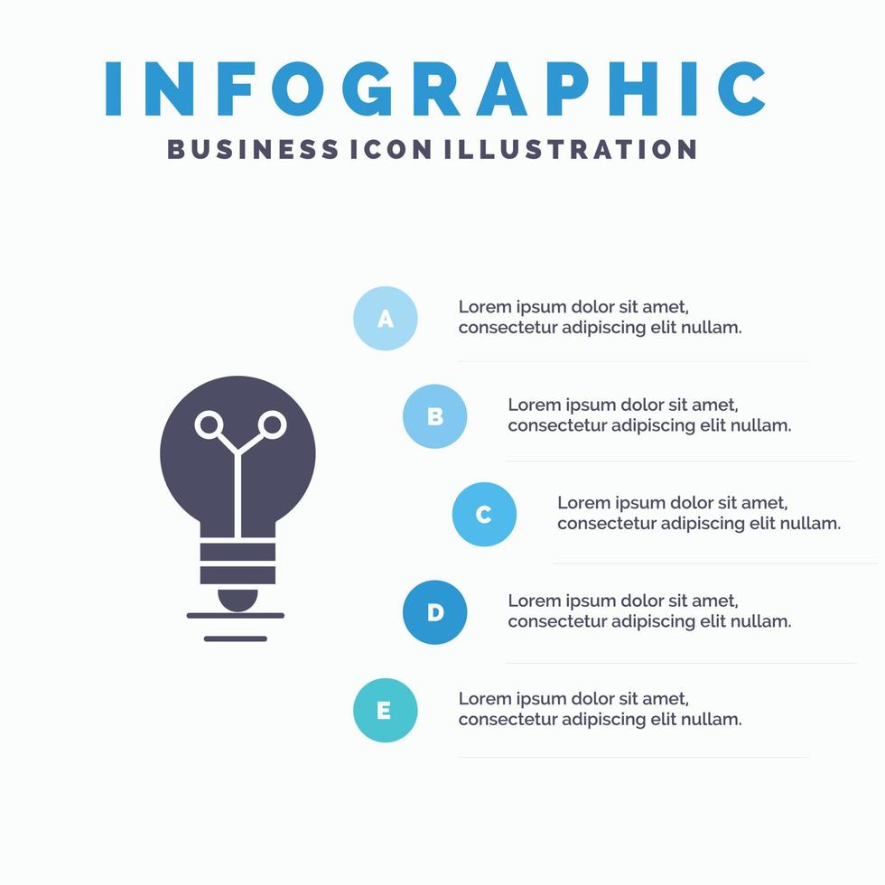 Glühbirne Labor Licht Biochemie solide Symbol Infografiken 5 Schritte Präsentation Hintergrund vektor