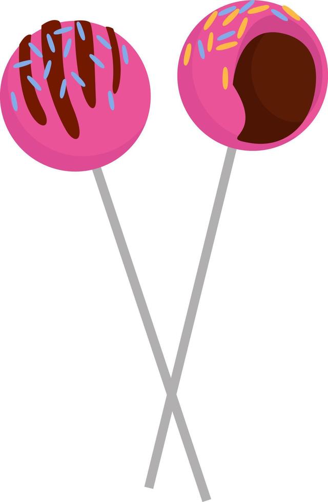 Rosa Cake Pop, Illustration, Vektor auf weißem Hintergrund.