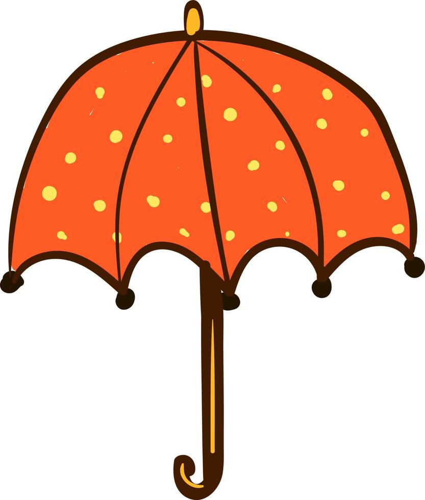 ett orange paraply med fläckar, vektor eller Färg illustration.