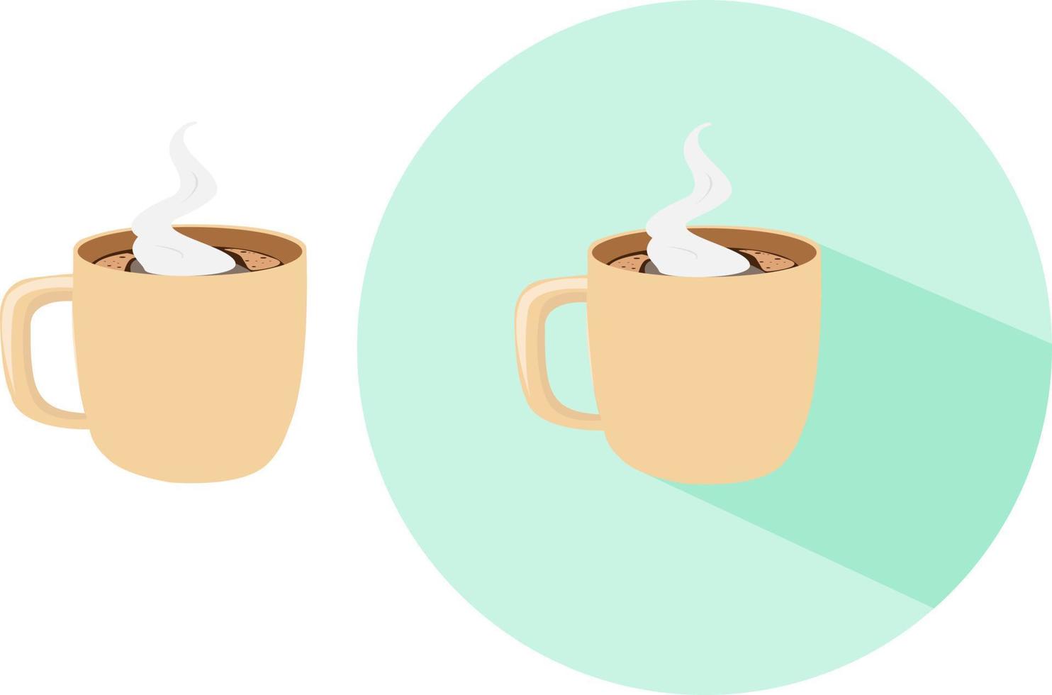 heiße Tasse Kaffee, Illustration, Vektor auf weißem Hintergrund.