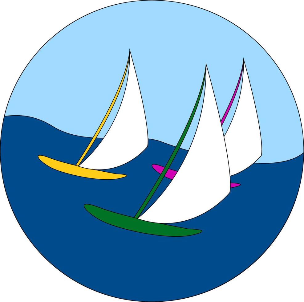 Segelboote, Illustration, Vektor auf weißem Hintergrund.