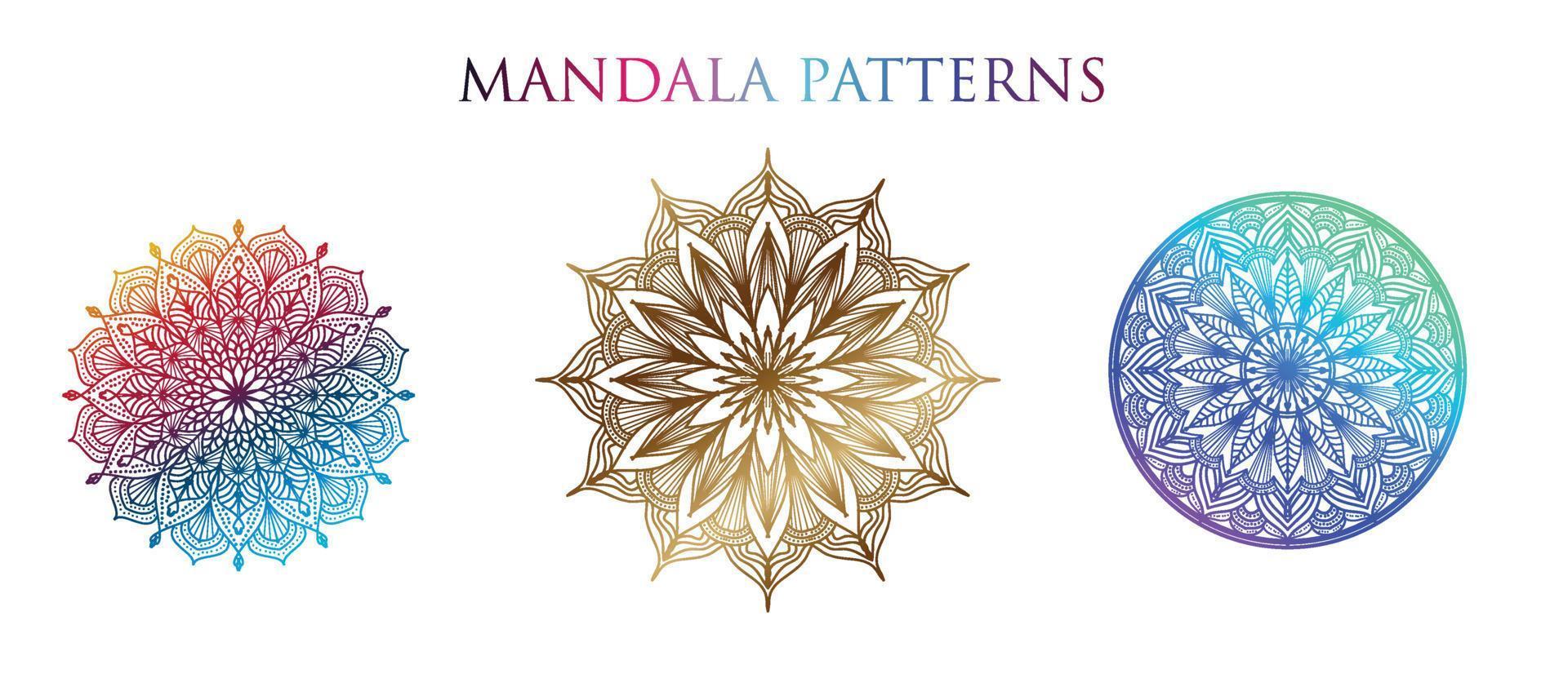 färgrik mandala bakgrund, uppsättning mandala, mandalas för färg bok. dekorativ runda ornament. anti-stress terapi mönster. yoga logotyper, bakgrunder för meditation.orientalisk vektor