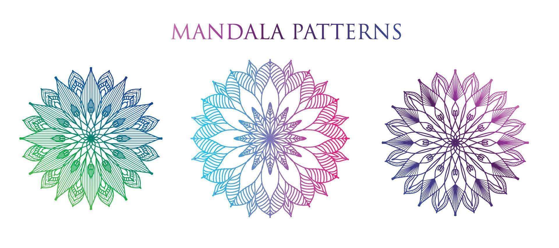 bunter Mandala-Hintergrund, Set-Mandala, Mandalas für Malbuch. dekorative runde Ornamente. Anti-Stress-Therapiemuster. yoga-logos, hintergründe für meditation.orientalischer vektor