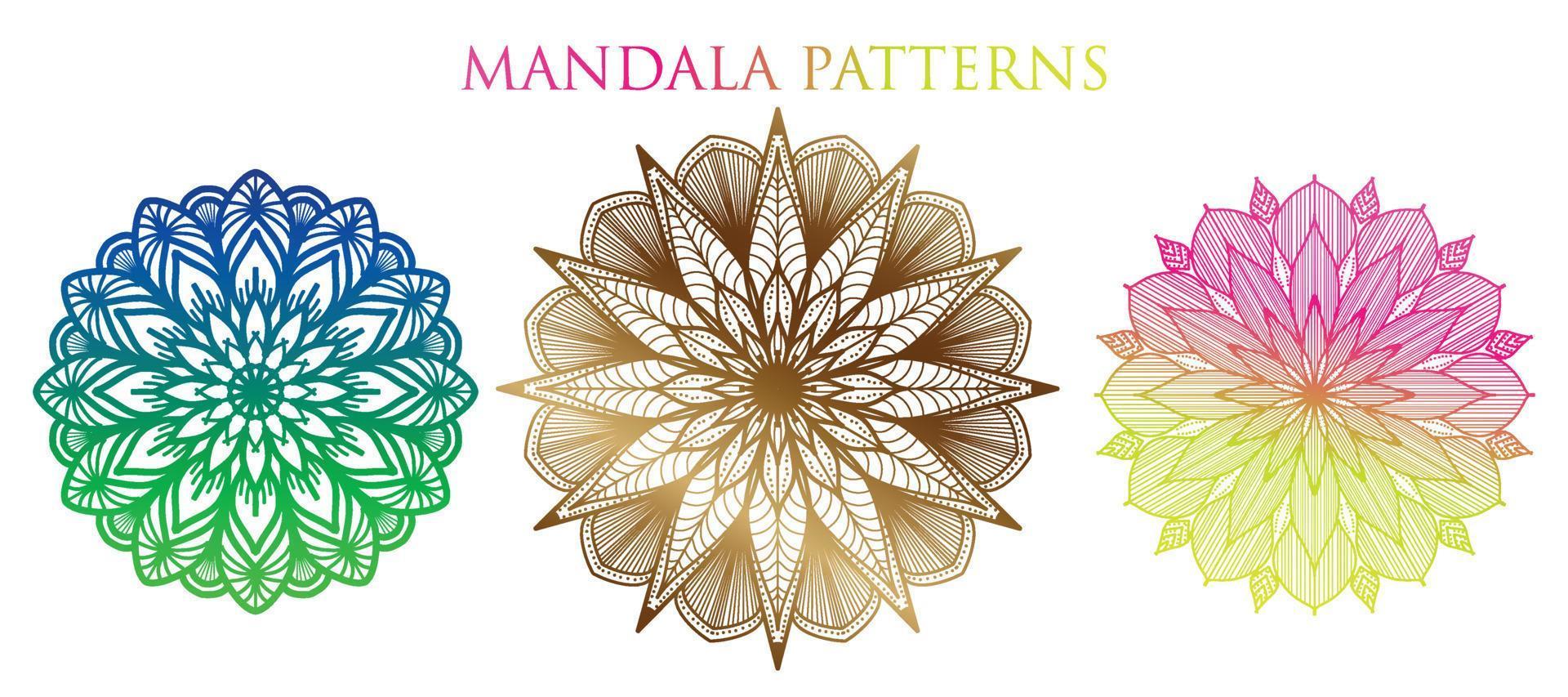 bunter Mandala-Hintergrund, Set-Mandala, Mandalas für Malbuch. dekorative runde Ornamente. Anti-Stress-Therapiemuster. yoga-logos, hintergründe für meditation.orientalischer vektor