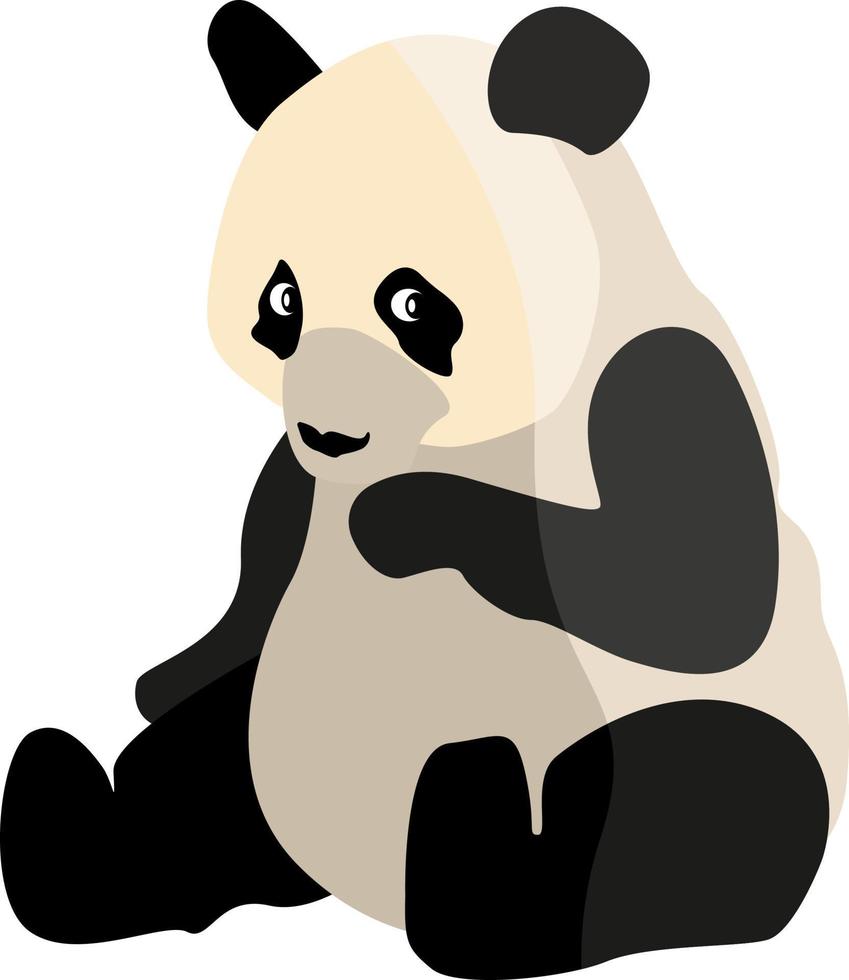 Sammanträde panda, illustration, vektor på vit bakgrund.