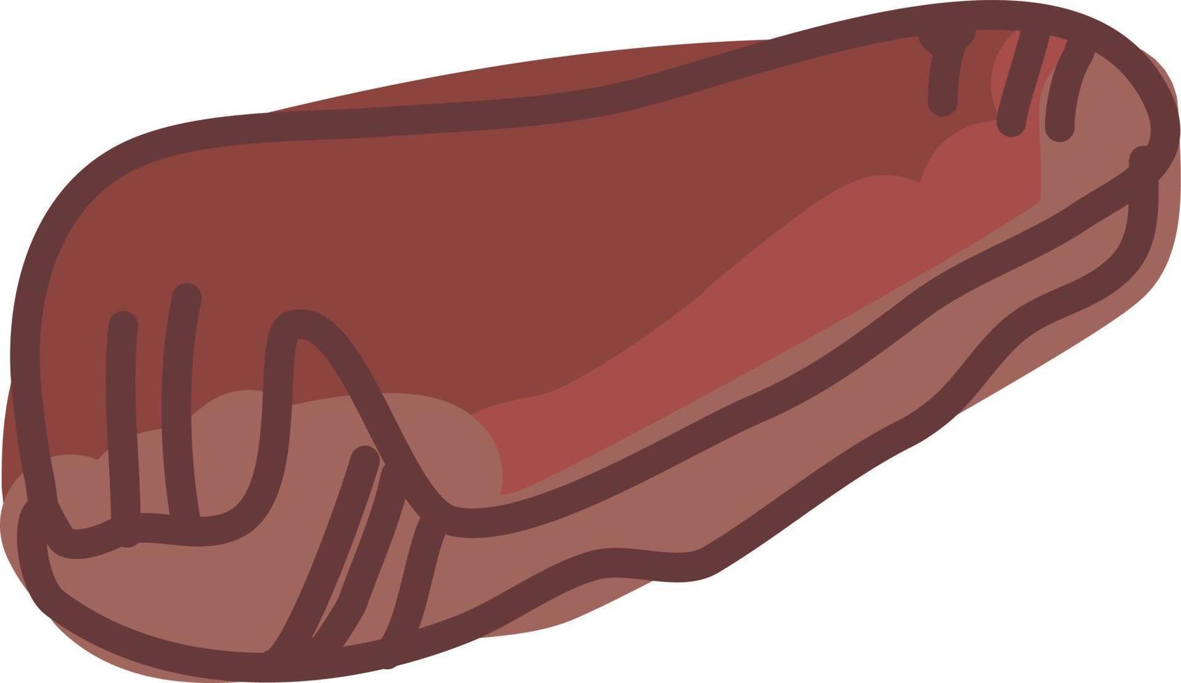 Streifen Fleisch, Illustration, Vektor auf weißem Hintergrund.