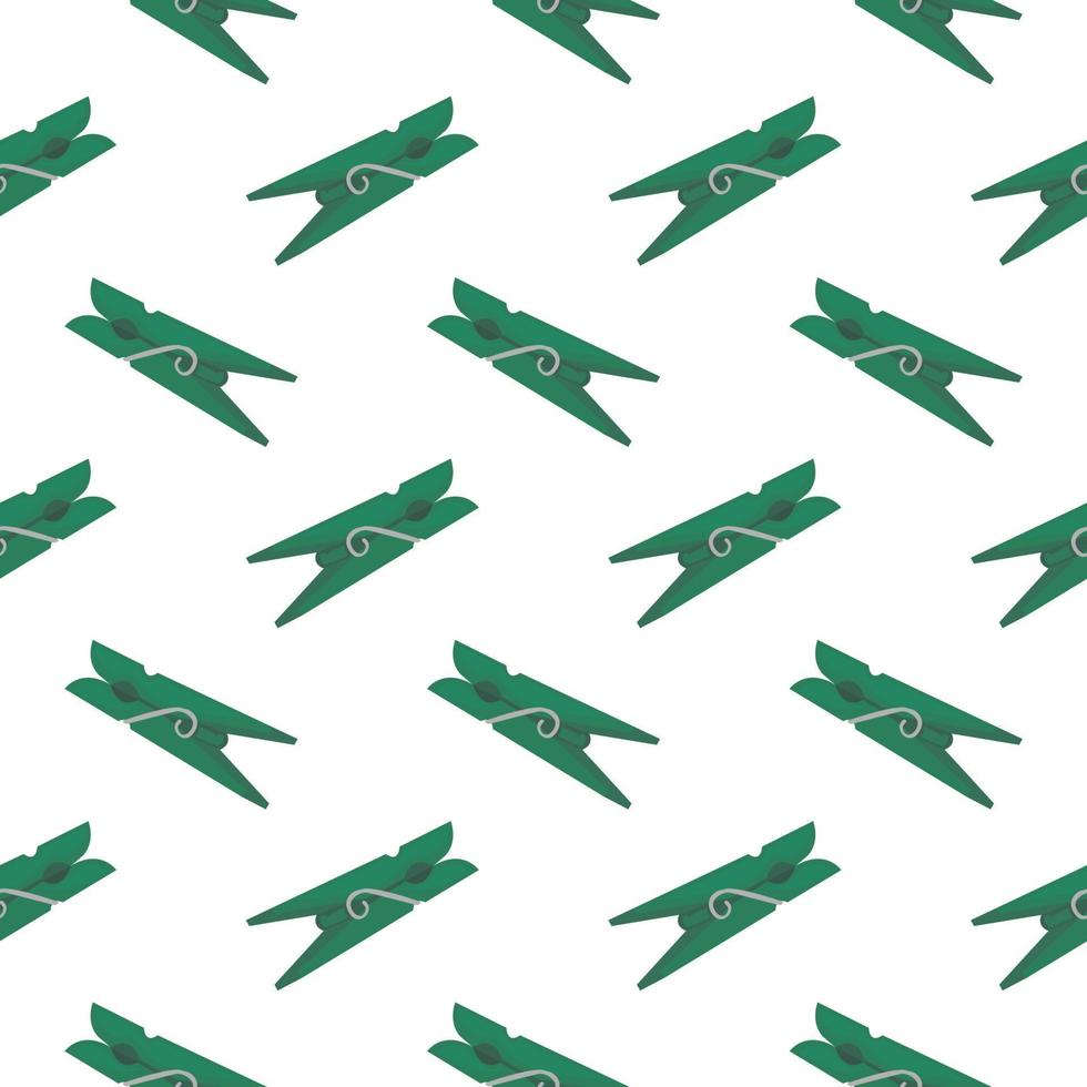 grüne Wäscheklammer, nahtloses Muster auf weißem Hintergrund. vektor