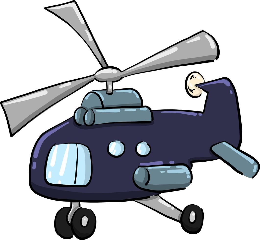 Blauer fliegender Hubschrauber, Illustration, Vektor auf weißem Hintergrund