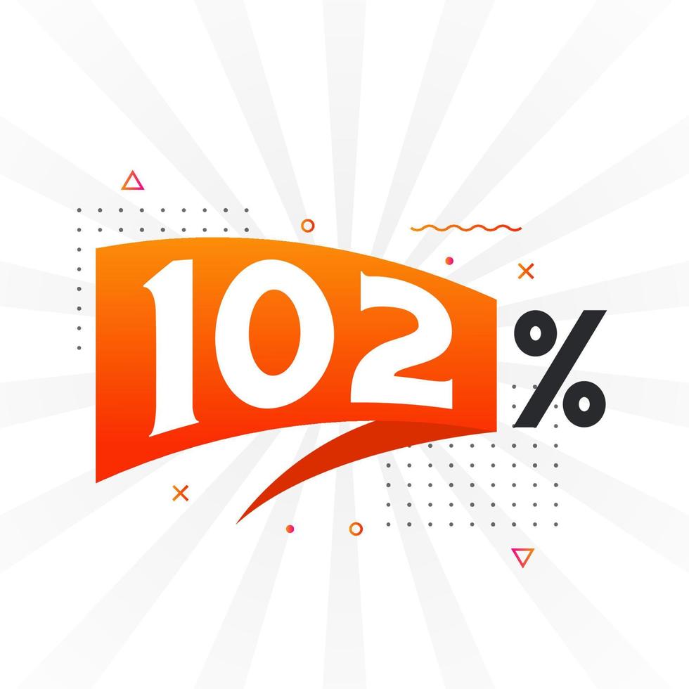 102 rabatt marknadsföring baner befordran. 102 procent försäljning PR design. vektor