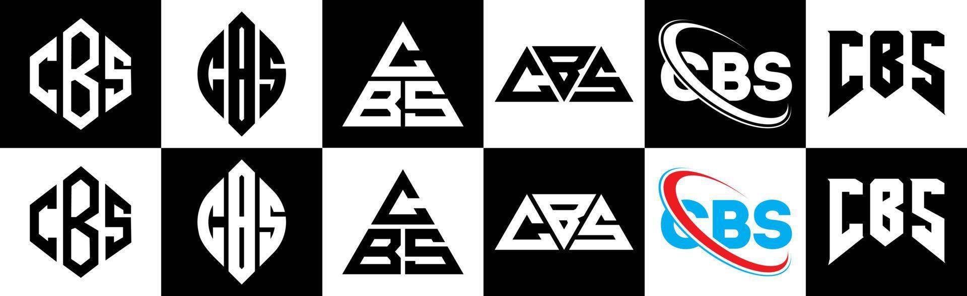 cbs brev logotyp design i sex stil. cbs polygon, cirkel, triangel, sexhörning, platt och enkel stil med svart och vit Färg variation brev logotyp uppsättning i ett rittavla. cbs minimalistisk och klassisk logotyp vektor