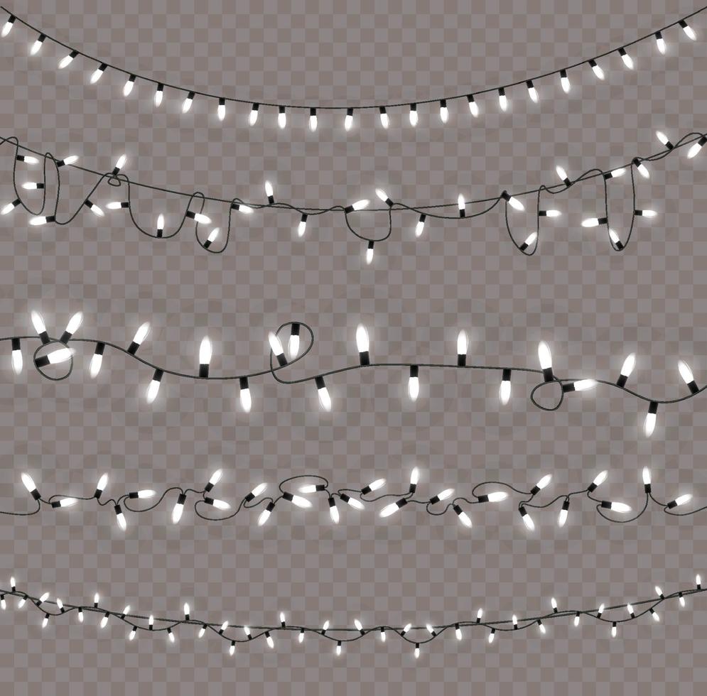 jul lampor isolerat. jul lysande girland.för de ny år och jul. ljus effekt. vektor illustration.