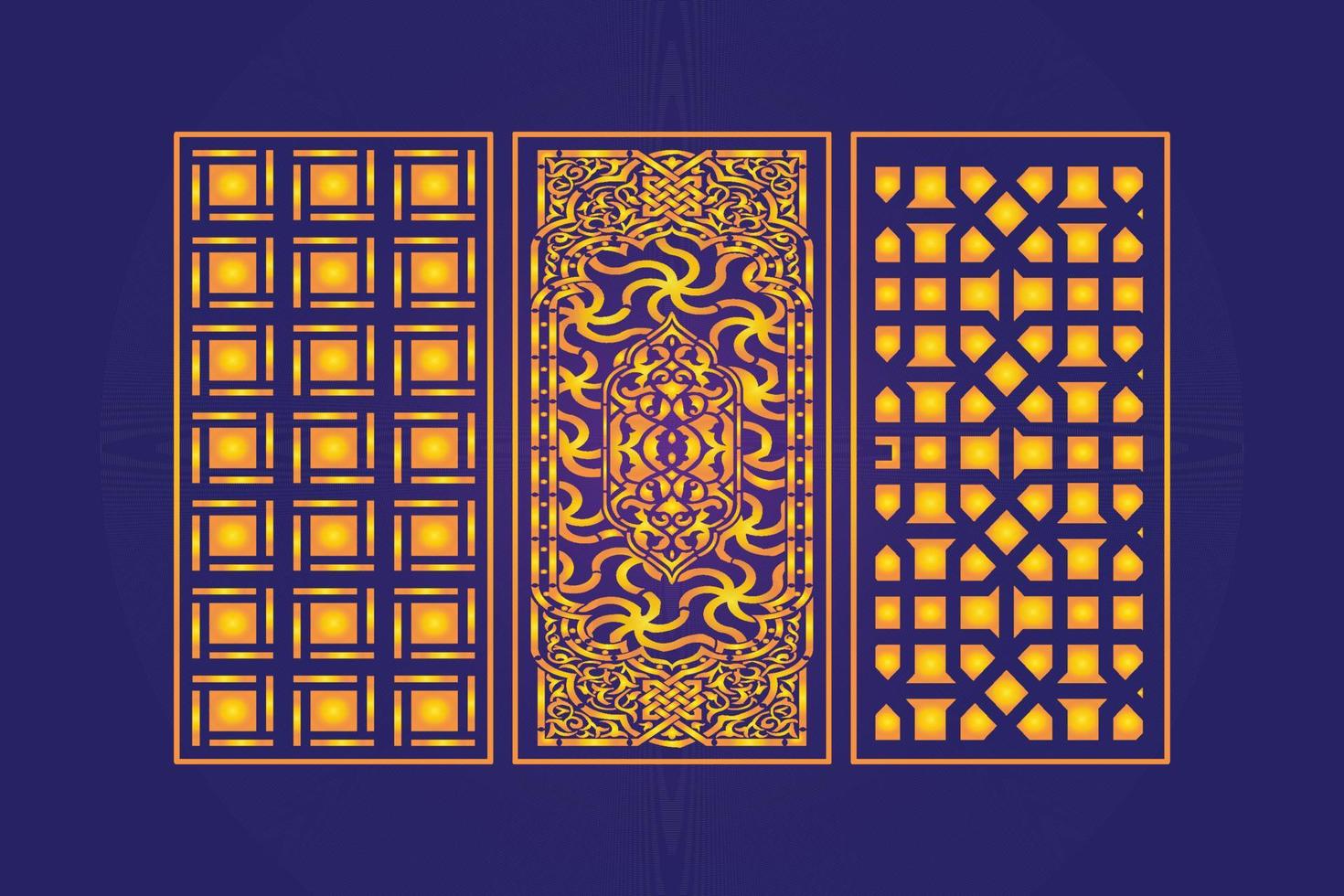 islamische dekorative lasergeschnittene plattenschablone mit abstrakter geometrischer textur und floralem laser vektor