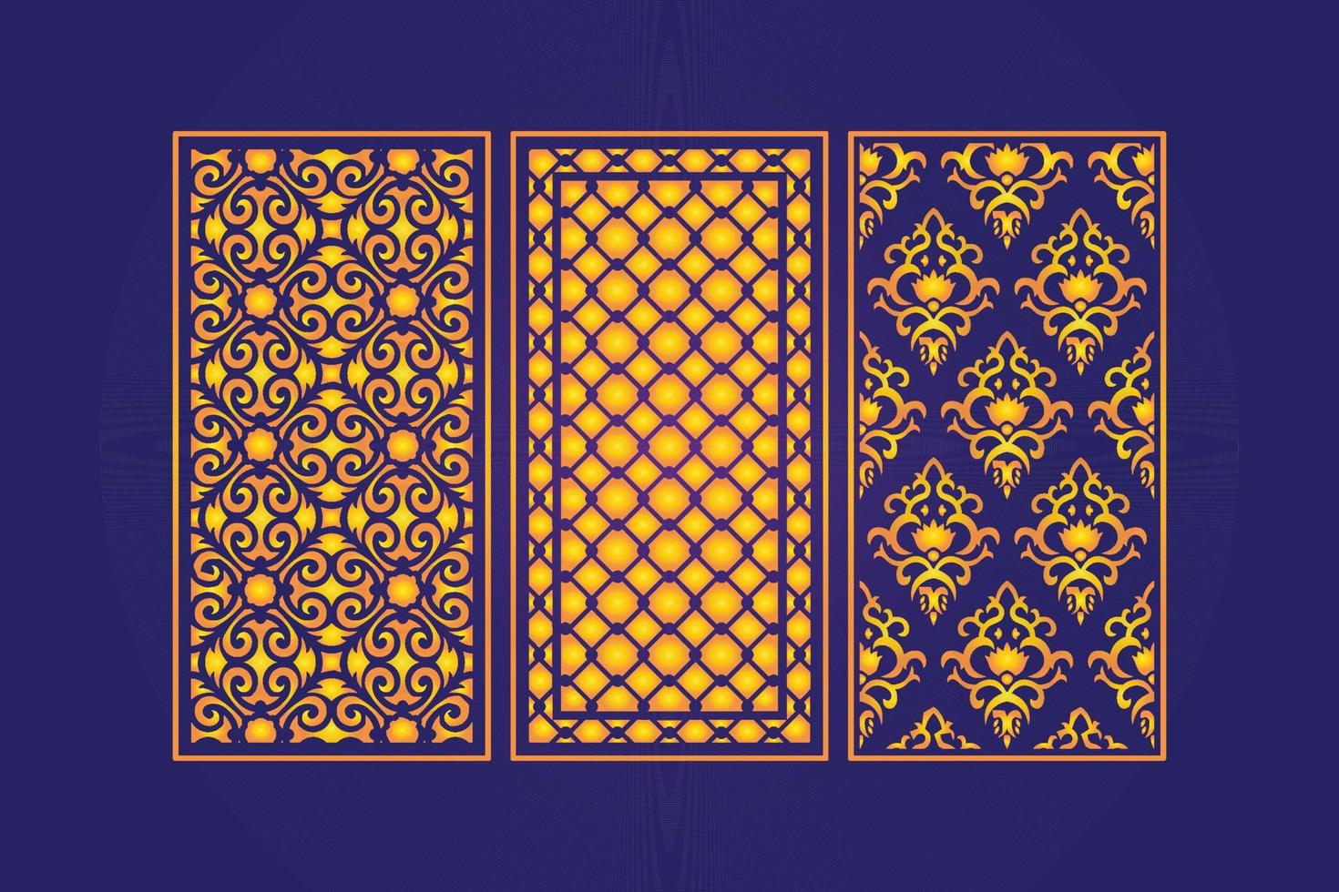 islamic dekorativ laser skära paneler mall med abstrakt geometrisk textur och blommig laser vektor