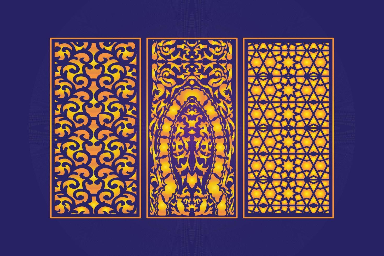 islamic dekorativ laser skära paneler mall med abstrakt geometrisk textur och blommig laser vektor