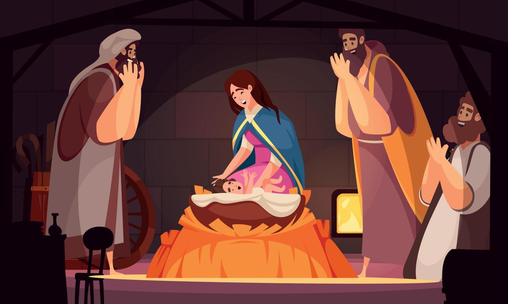 Jesus födelse tecknad serie vektor