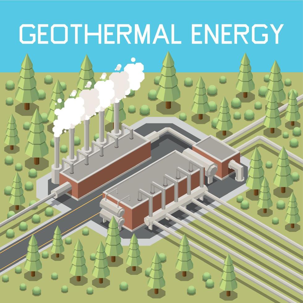 isometrisk geotermisk kraft station vektor