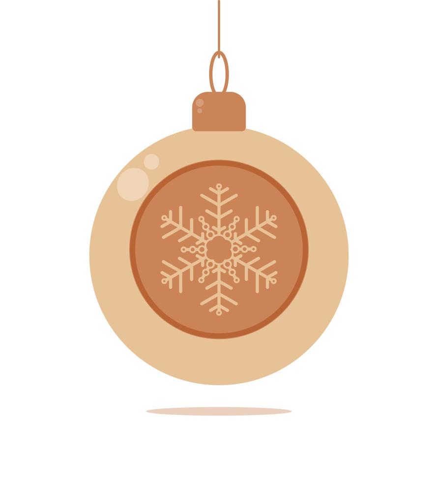 weihnachtsspielzeug - beige ball mit ornamentausschnitt-vektorillustration, für bildschirm- oder druckfeiertagsdesign für karte, banner, grußkarte vektor