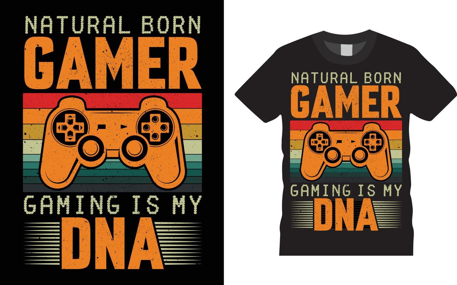 Natural Born Gamer Gaming ist meine DNA-T-Shirt-Design-Vektorillustration vektor