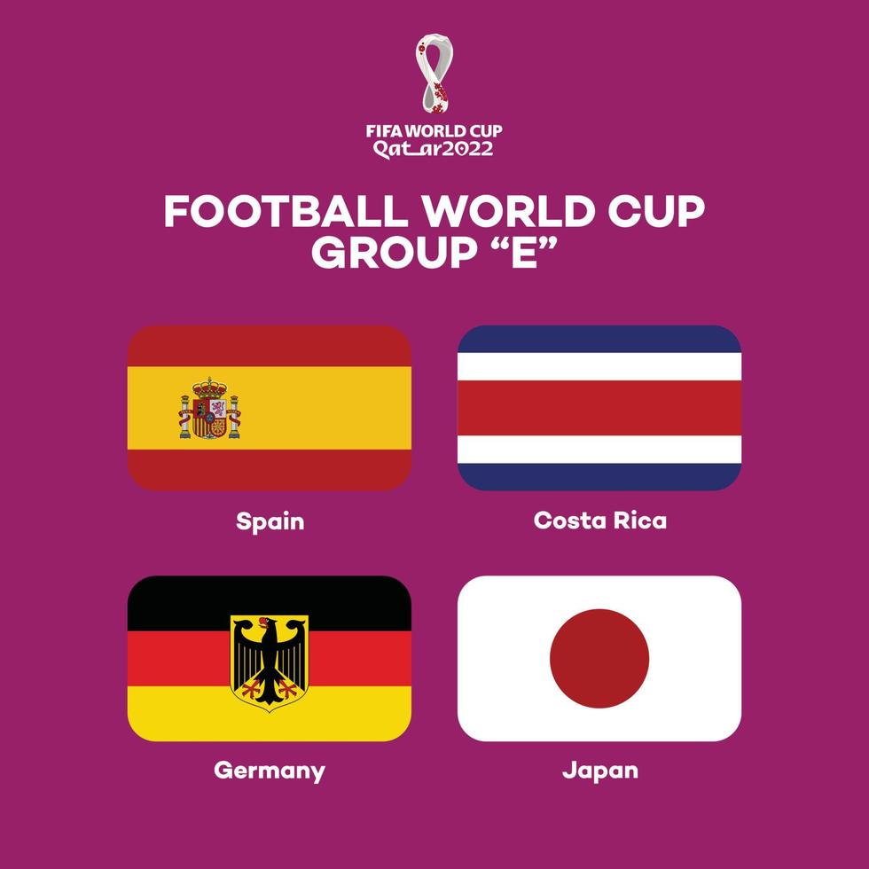 fotboll värld kopp grupp e, Land flagga vektor