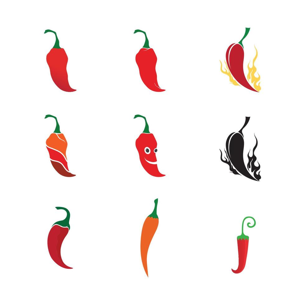 chili och varm ikon mat säsong design logotyp vektor