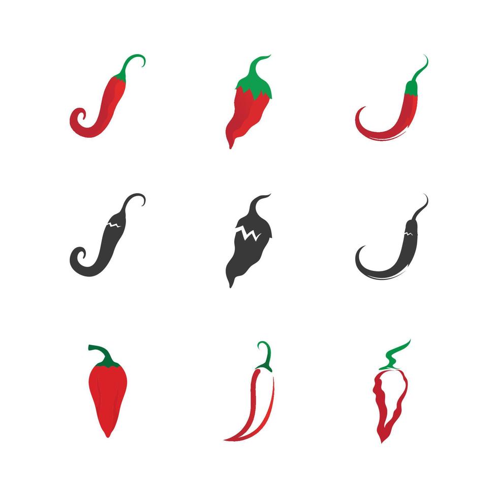 chili och varm ikon mat säsong design logotyp vektor