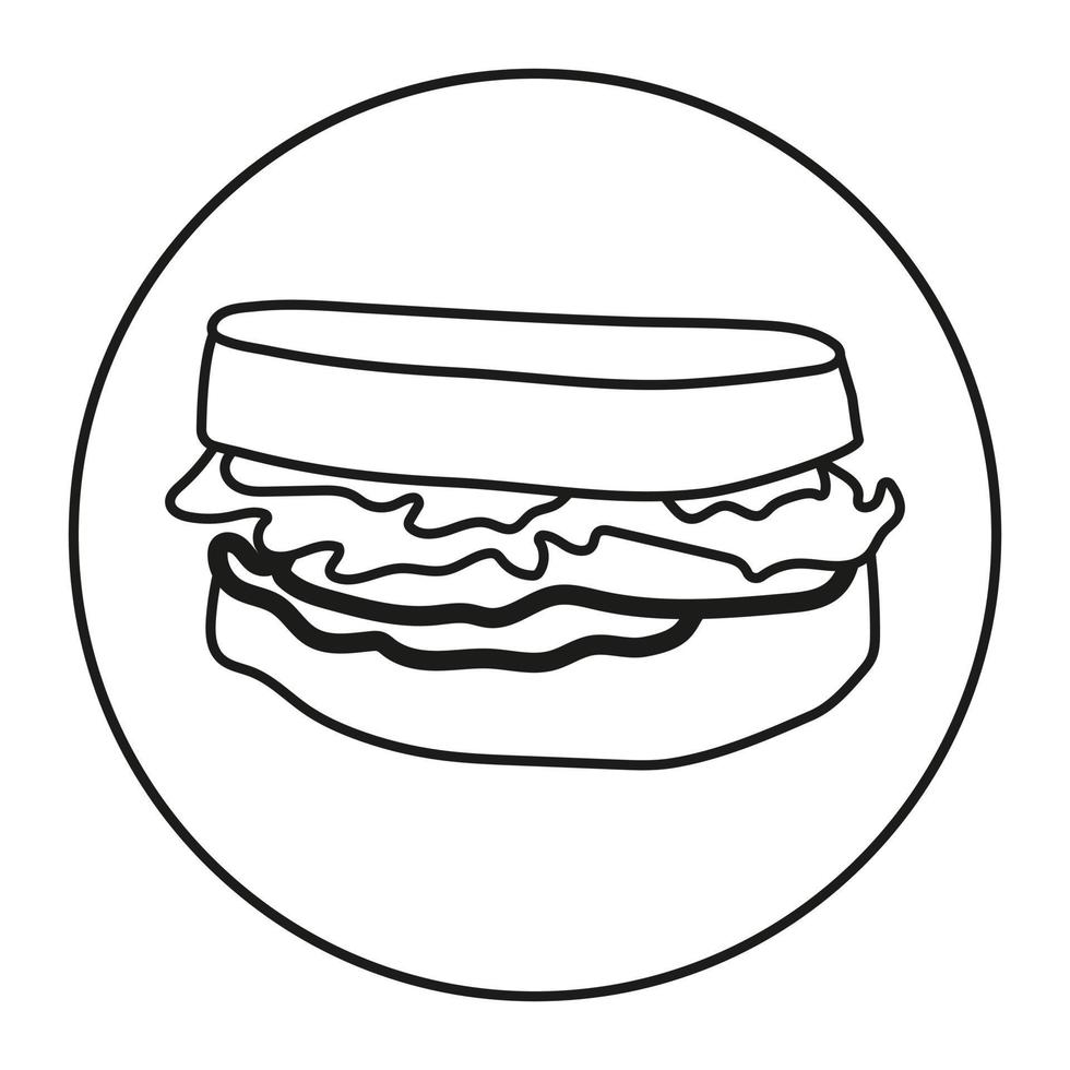 linje konst vektor ikon avrundad en skinka smörgås för appar eller webbplatser