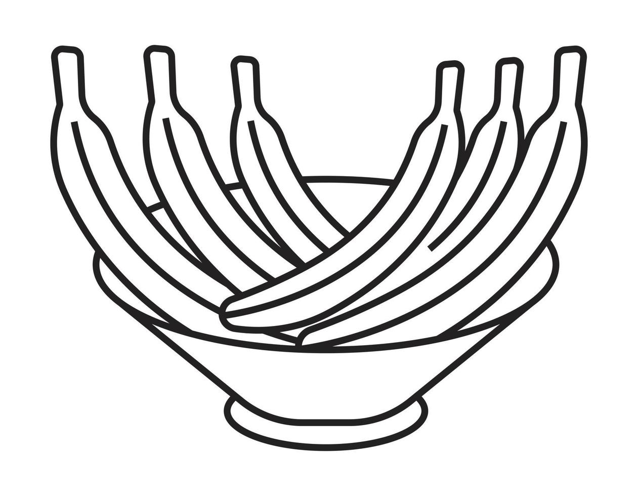 linje konst vektor ikon en skål av banan frukt för appar och hemsida