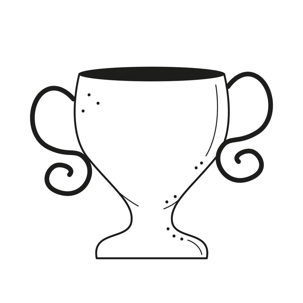 trofén kopp i skiss klotter stil. hand dragen tecknad serie sport vinnare trofén kopp. vektor illustration isolerat på vit bakgrund