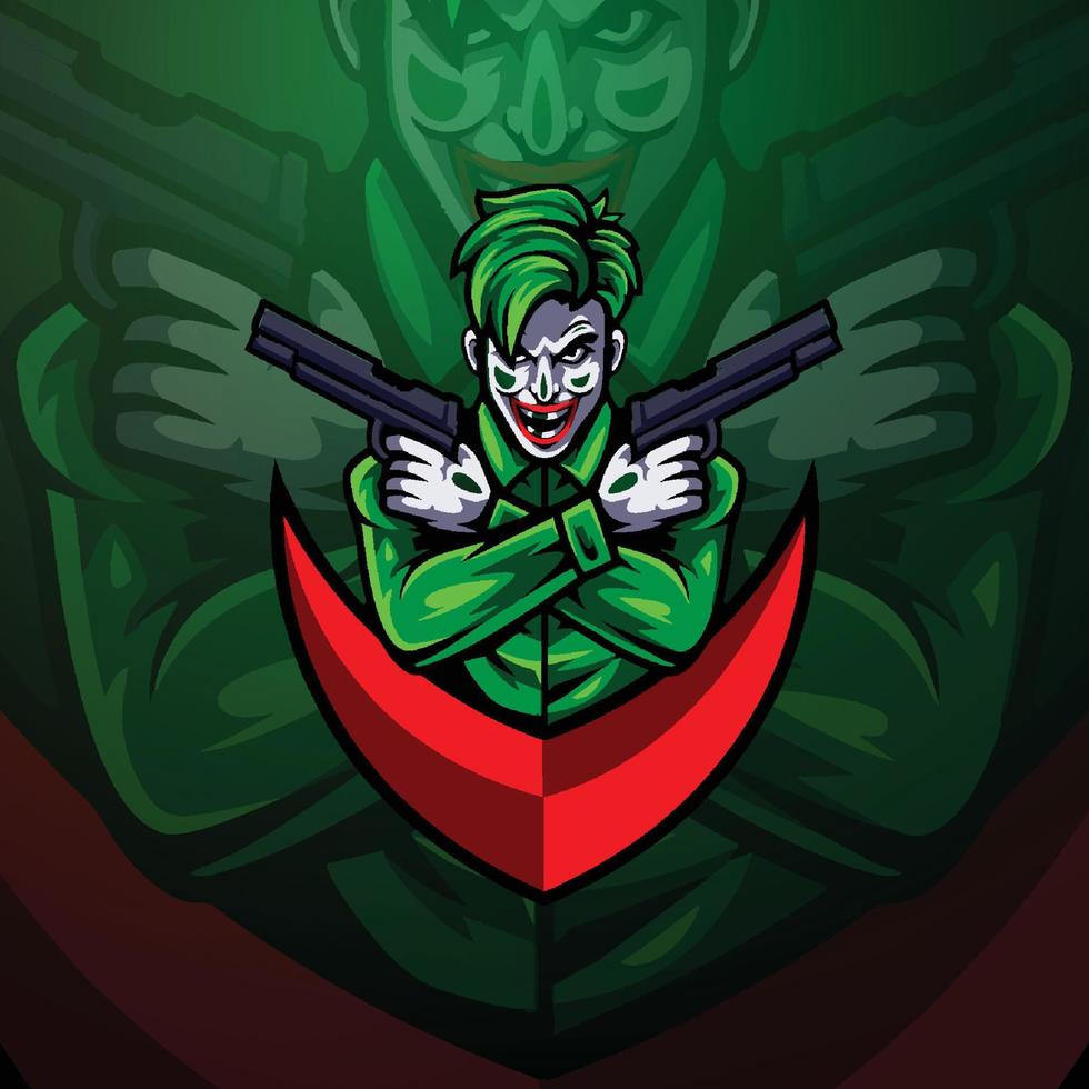 Joker-Gamer-Maskottchen-Logo vektor