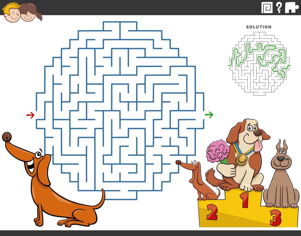 Labyrinth mit Cartoon-Dackelhund und der Hundeshow vektor