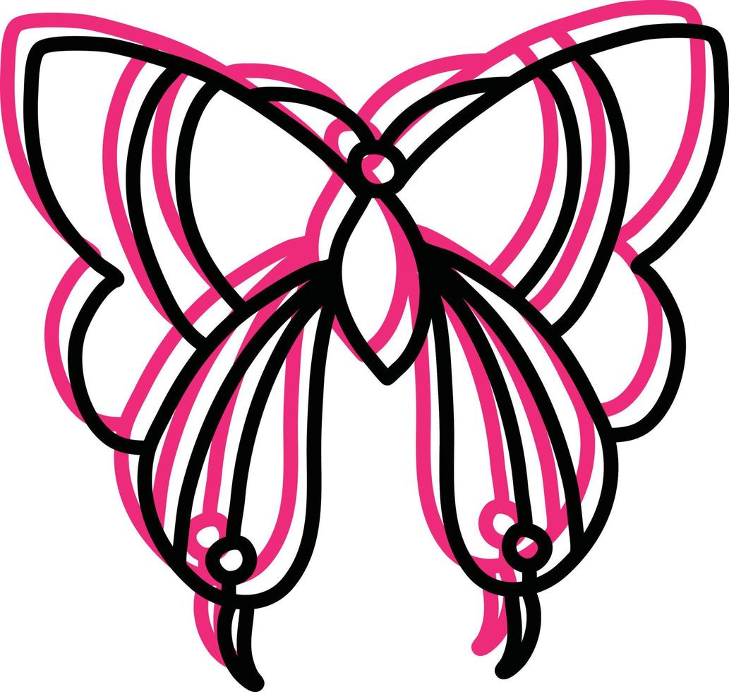 skön rosa fjäril, illustration, vektor på en vit bakgrund