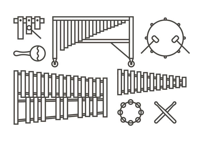 Marimba musik ikoner vektor