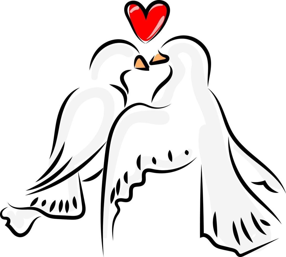Liebesvögel, Illustration, Vektor auf weißem Hintergrund.