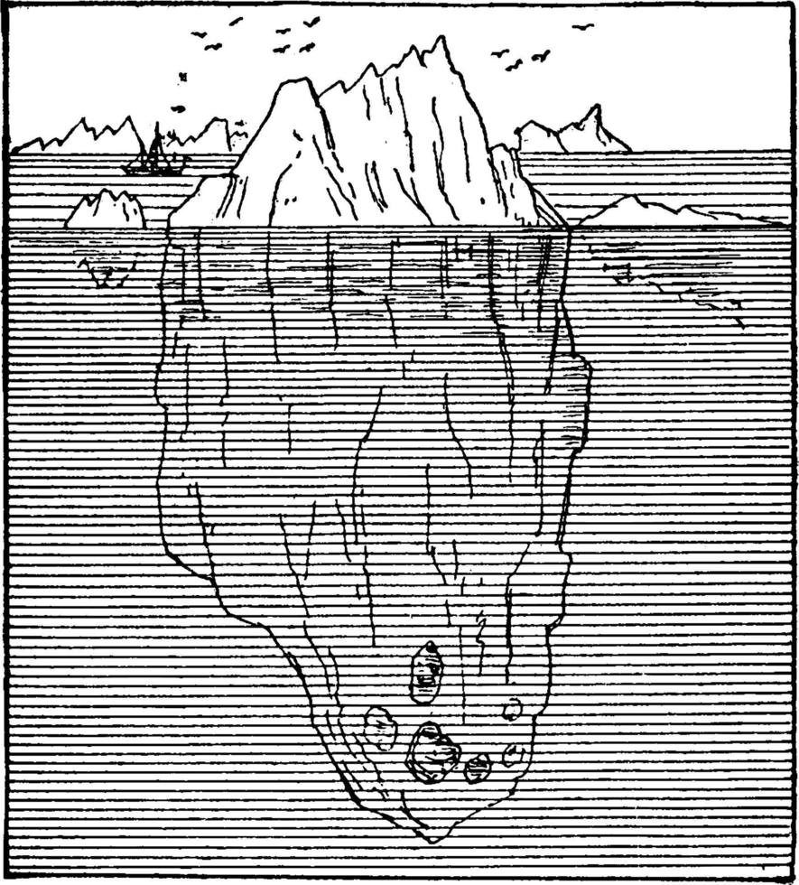 Eisberg, Vintage-Illustration. vektor