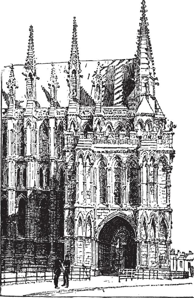 lincoln katedral, katedral kyrka, årgång gravyr. vektor