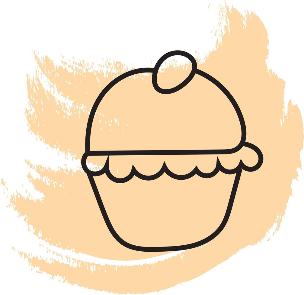 ljuv efterrätt cupcake, ikon illustration, vektor på vit bakgrund