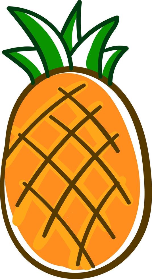 ananas, illustration, vektor på vit bakgrund