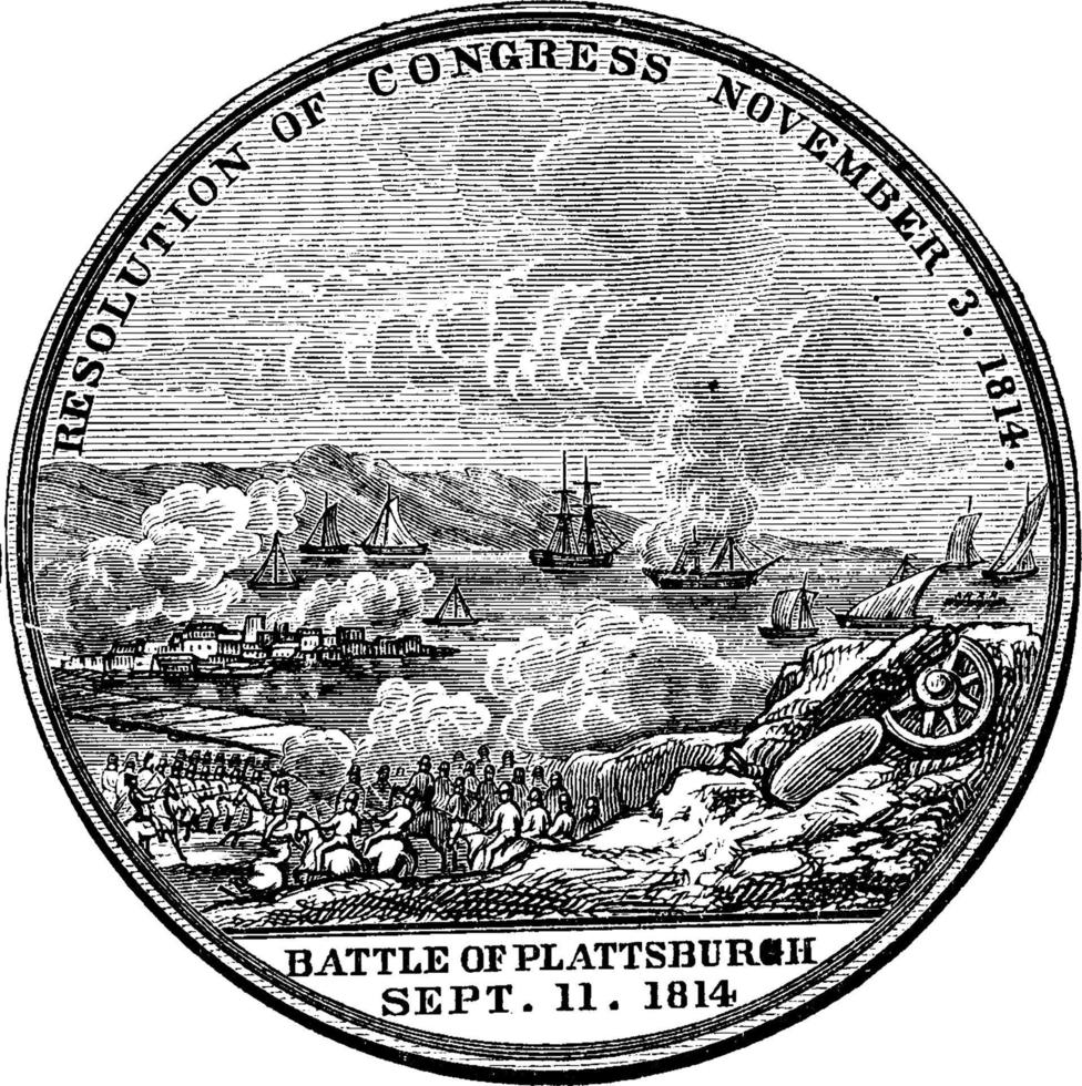 macomb's medalj, tillbaka, årgång illustration. vektor