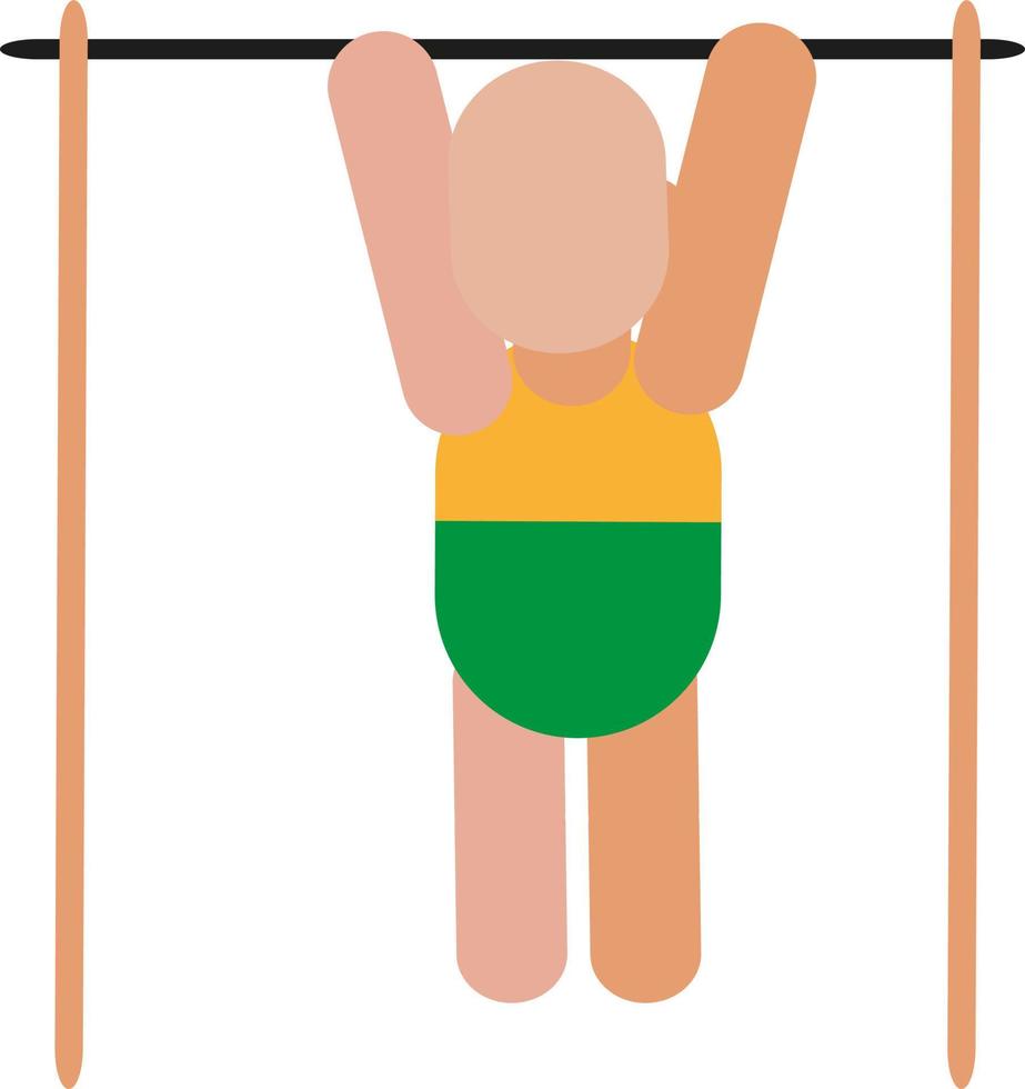 Gymnastikstange Übung, Illustration, Vektor auf weißem Hintergrund.