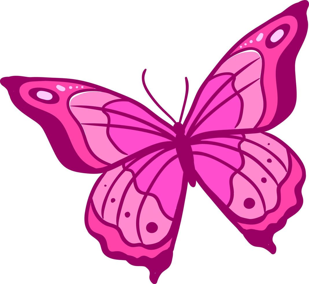 rosa Schmetterling, Illustration, Vektor auf weißem Hintergrund