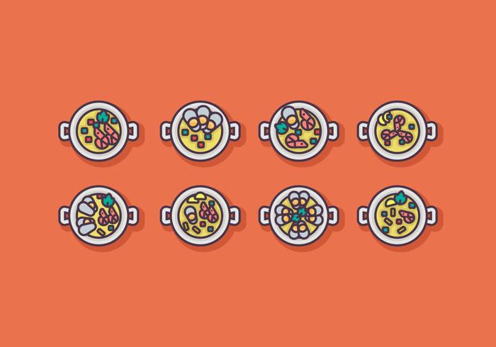 Paella Icon Vektor Sets